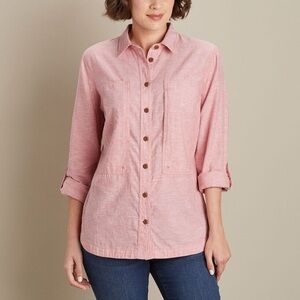 Duluth Artisan Hemp Shirt Womens Pink Button front Shirt Organic Cotton